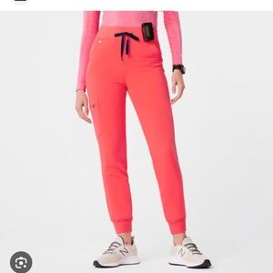 Figs Fiery Coral Scrub bottoms high wait Zamora joggers